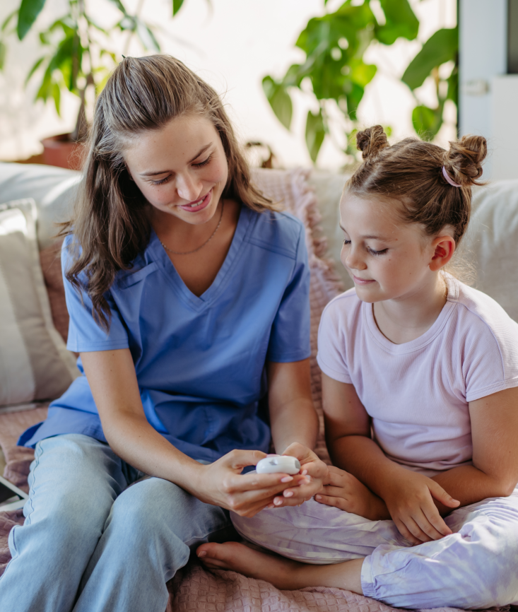caring woman checking up on kid