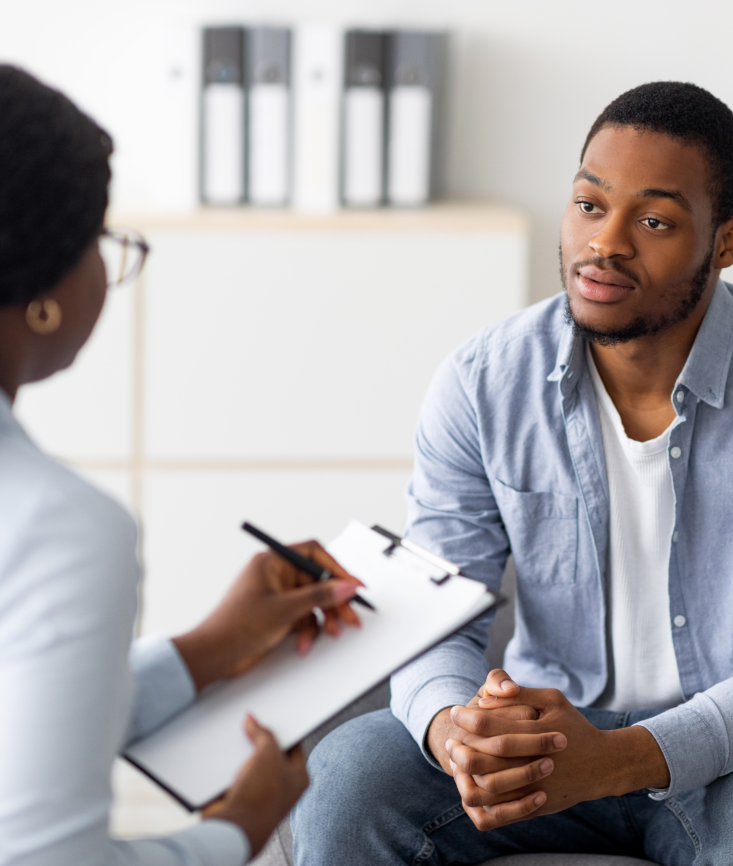 man at therapy session