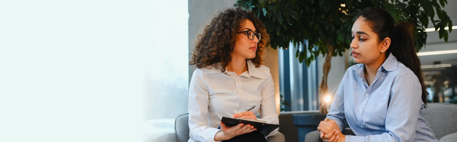 two woman talking