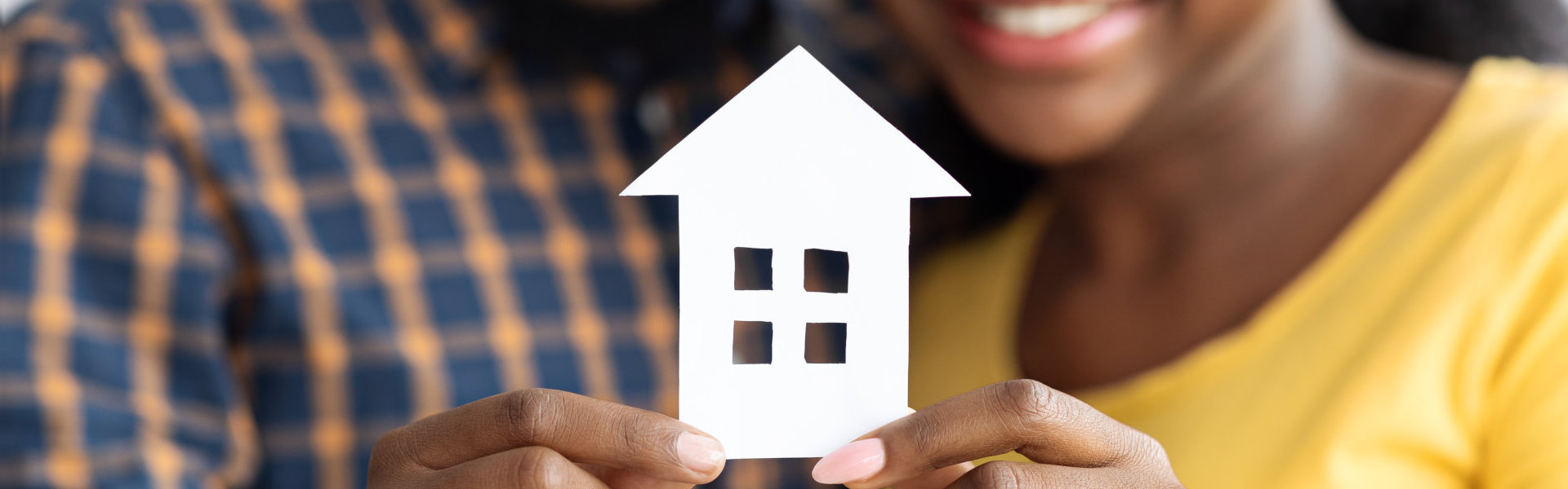 Happy Couple Holding Paper House, New Home Concept