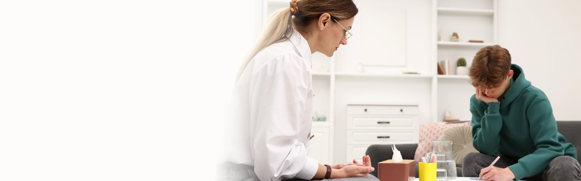 teen boy at therapy session