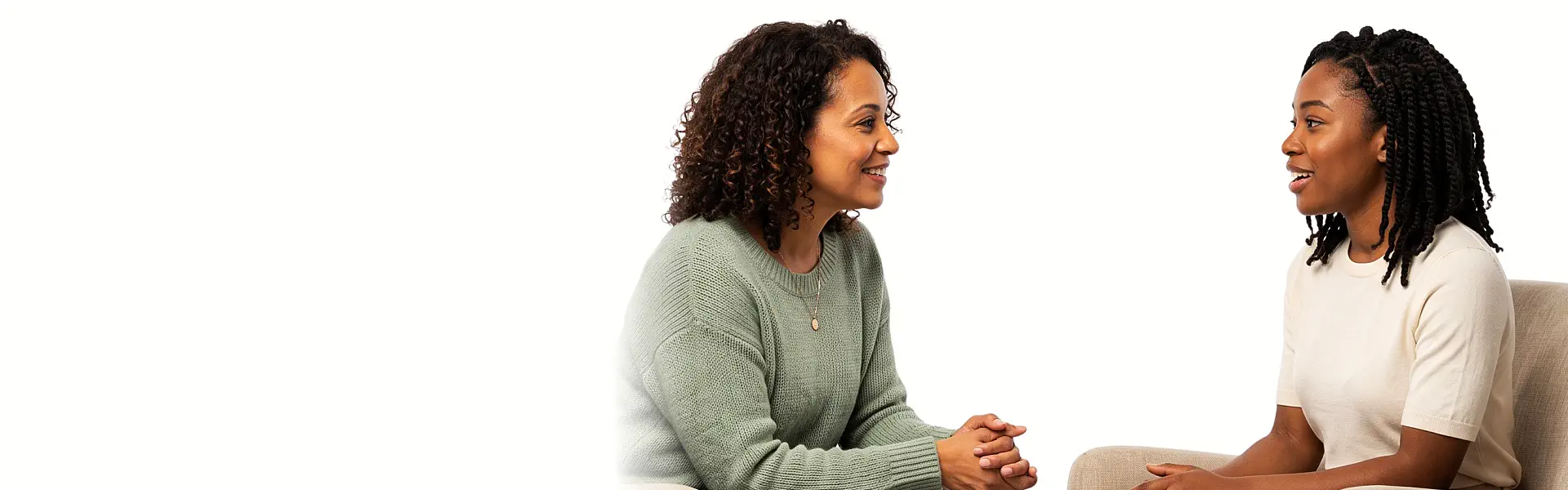 two woman talking
